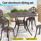 Brescia 4-Seater Chairs Table Cast Aluminum Patio 5-Piece Outdoor Dining Set - Brown