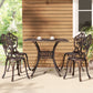 Brescia 4-Seater Chairs Table Cast Aluminum Patio 5-Piece Outdoor Dining Set - Brown