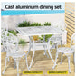 Brescia 4-Seater Chairs Table Cast Aluminum Patio 5-Piece Outdoor Dining Set - White