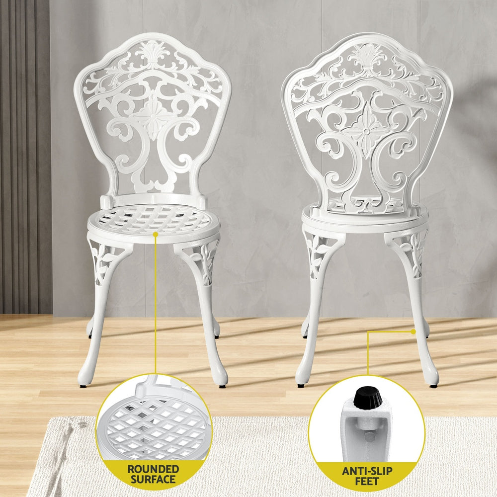 Brescia 4-Seater Chairs Table Cast Aluminum Patio 5-Piece Outdoor Dining Set - White