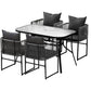 Iverson 4-Seater Outdoor Dining Set Table and Chairs Rope Patio Furniture Garden 5-Piece - Black