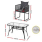Iverson 4-Seater Outdoor Dining Set Table and Chairs Rope Patio Furniture Garden 5-Piece - Black