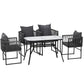 Iverson 4-Seater Outdoor Dining Set Table and Chairs Rope Patio Furniture Garden 5-Piece - Black