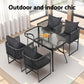 Iverson 4-Seater Outdoor Dining Set Table and Chairs Rope Patio Furniture Garden 5-Piece - Black