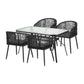 Aeris 4-Seater Outdoor Dining Set Table and Chairs Garden Patio Furniture Bistro Set 5-Piece - Black