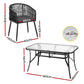 Aeris 4-Seater Outdoor Dining Set Table and Chairs Garden Patio Furniture Bistro Set 5-Piece - Black