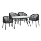 Aeris 4-Seater Outdoor Dining Set Table and Chairs Garden Patio Furniture Bistro Set 5-Piece - Black