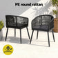 Aeris 4-Seater Outdoor Dining Set Table and Chairs Garden Patio Furniture Bistro Set 5-Piece - Black
