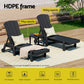 Torin 3PC Sun Lounge Table and Chairs Beach Chair HDPE Patio Outdoor Furniture Wheels - Black