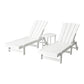 Torin 3PC Sun Lounge Table and Chairs Beach Chair Adirondack HDPE Patio Outdoor Furniture Wheels - White