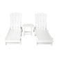 Torin 3PC Sun Lounge Table and Chairs Beach Chair Adirondack HDPE Patio Outdoor Furniture Wheels - White