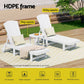 Torin 3PC Sun Lounge Table and Chairs Beach Chair Adirondack HDPE Patio Outdoor Furniture Wheels - White