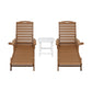 Nyelle 3PC Sun Lounge Table and Chairs Beach Chair HDPE Patio Outdoor Furniture Wheels - Brown