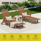 Nyelle 3PC Sun Lounge Table and Chairs Beach Chair HDPE Patio Outdoor Furniture Wheels - Brown