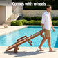 Nyelle 3PC Sun Lounge Table and Chairs Beach Chair HDPE Patio Outdoor Furniture Wheels - Brown