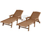 Nyelle 3PC Sun Lounge Table and Chairs Beach Chair HDPE Patio Outdoor Furniture Wheels - Brown