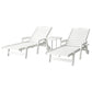 Nyelle 3PC Sun Lounge Beach Chair HDPE Patio Outdoor Furniture with Wheels - White