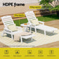 Nyelle 3PC Sun Lounge Beach Chair HDPE Patio Outdoor Furniture with Wheels - White
