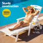 Nyelle 3PC Sun Lounge Beach Chair HDPE Patio Outdoor Furniture with Wheels - White