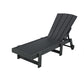 Lindau Sun Lounge Beach Chair HDPE Adirondack Lounger Patio Outdoor Furniture with Wheels - Black