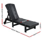 Lindau Sun Lounge Beach Chair HDPE Adirondack Lounger Patio Outdoor Furniture with Wheels - Black