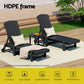 Lindau Sun Lounge Beach Chair HDPE Adirondack Lounger Patio Outdoor Furniture with Wheels - Black