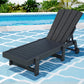 Lindau Sun Lounge Beach Chair HDPE Adirondack Lounger Patio Outdoor Furniture with Wheels - Black