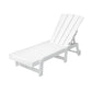 Lindau Sun Lounge Beach Chair HDPE Adirondack Lounger Patio Outdoor Furniture with Wheels - White