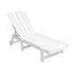 Lindau Sun Lounge Beach Chair HDPE Adirondack Lounger Patio Outdoor Furniture with Wheels - White