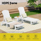 Lindau Sun Lounge Beach Chair HDPE Adirondack Lounger Patio Outdoor Furniture with Wheels - White