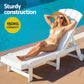 Lindau Sun Lounge Beach Chair HDPE Adirondack Lounger Patio Outdoor Furniture with Wheels - White