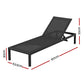 Romy Sun Lounge Outdoor Lounger Aluminium Folding Beach Chair Wheels - Black