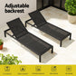 Romy Sun Lounge Outdoor Lounger Aluminium Folding Beach Chair Wheels - Black