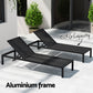 Romy Sun Lounge Outdoor Lounger Aluminium Folding Beach Chair Wheels - Black