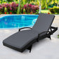 Ashby Outdoor Sun Lounge Wicker with Armrest Chair and Cushion - Black