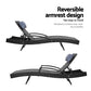 Silsden Set of 2 Outdoor Sun Lounge Wicker with Armrest Chair and Pillow - Black
