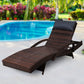 Silsden Outdoor Sun Lounge Wicker with Armrest Chair and Pillow - Brown