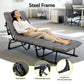 Cato 3-in-1 Sun Lounger Folding Camping Chair Adjustable Recliner Patio Furniture for Office Nap - Black