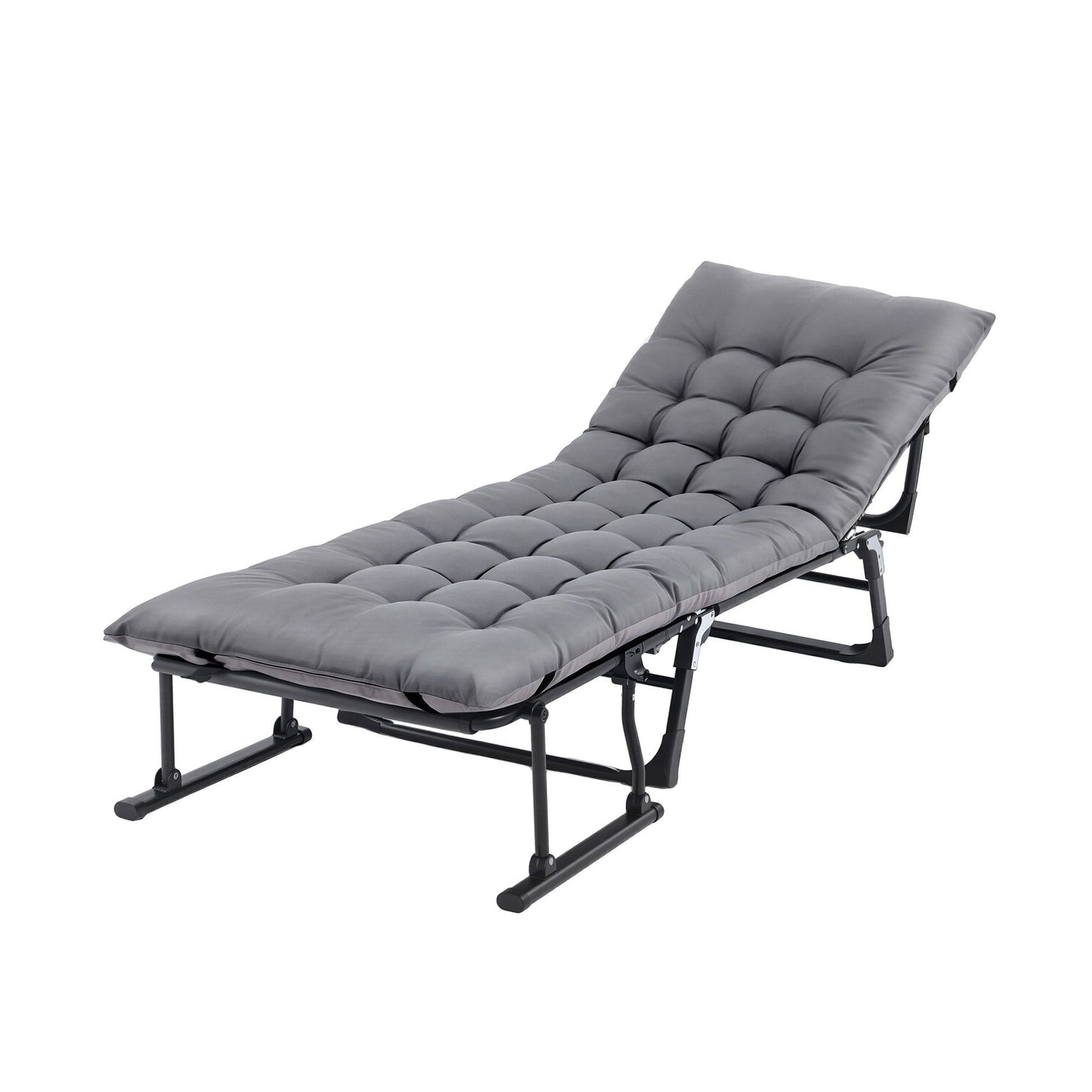 Cato 3-in-1 Sun Lounger Folding Camping Chair Adjustable Recliner Patio Furniture for Office Nap - Black