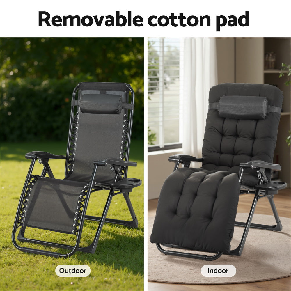 Corey Folding Lounger Camping Zero Gravity Chair Outdoor Furniture - Black