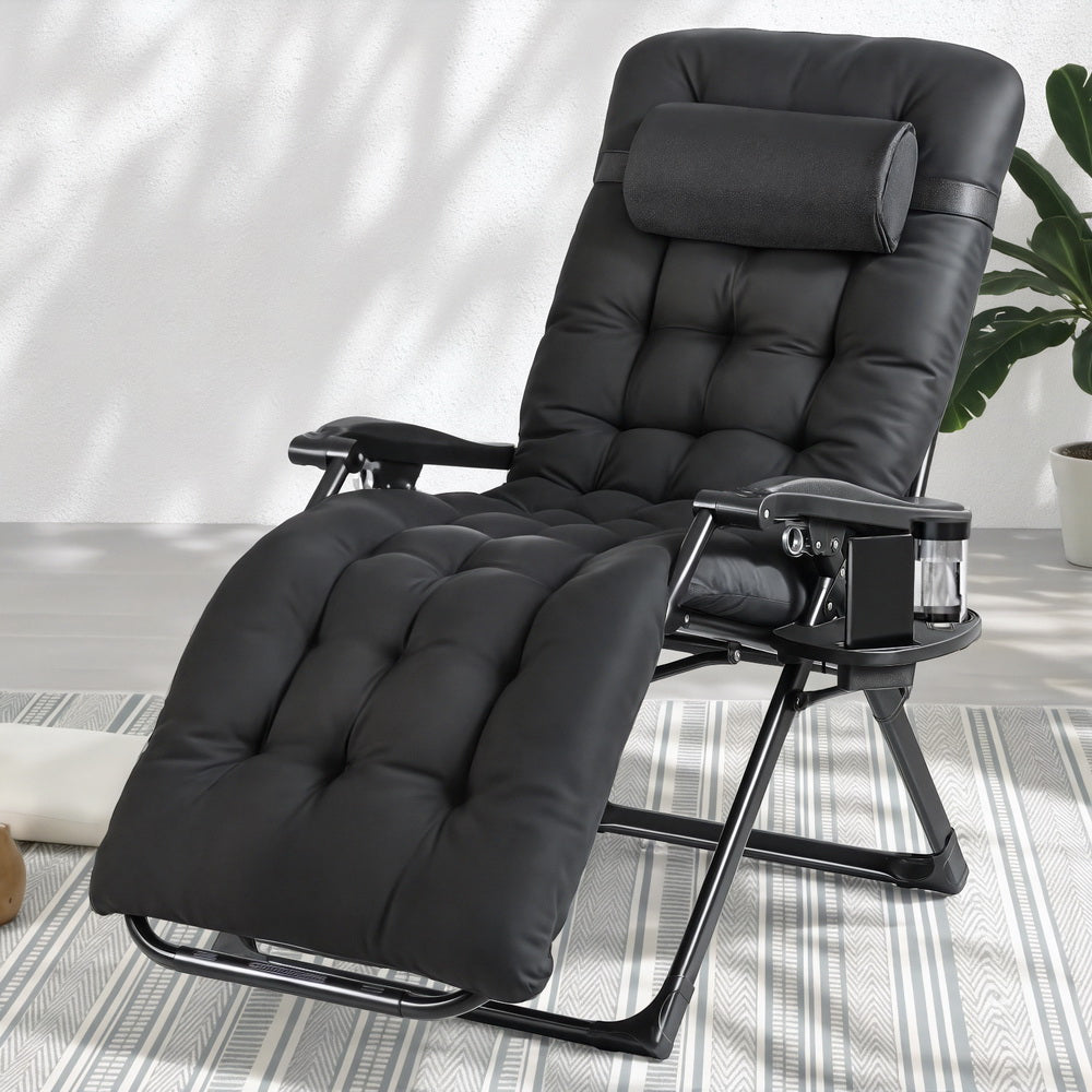 Corey Folding Lounger Camping Zero Gravity Chair Outdoor Furniture - Black