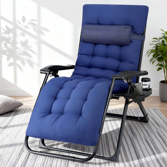 Corey Folding Lounger Camping Zero Gravity Chair Outdoor Furniture - XL Blue
