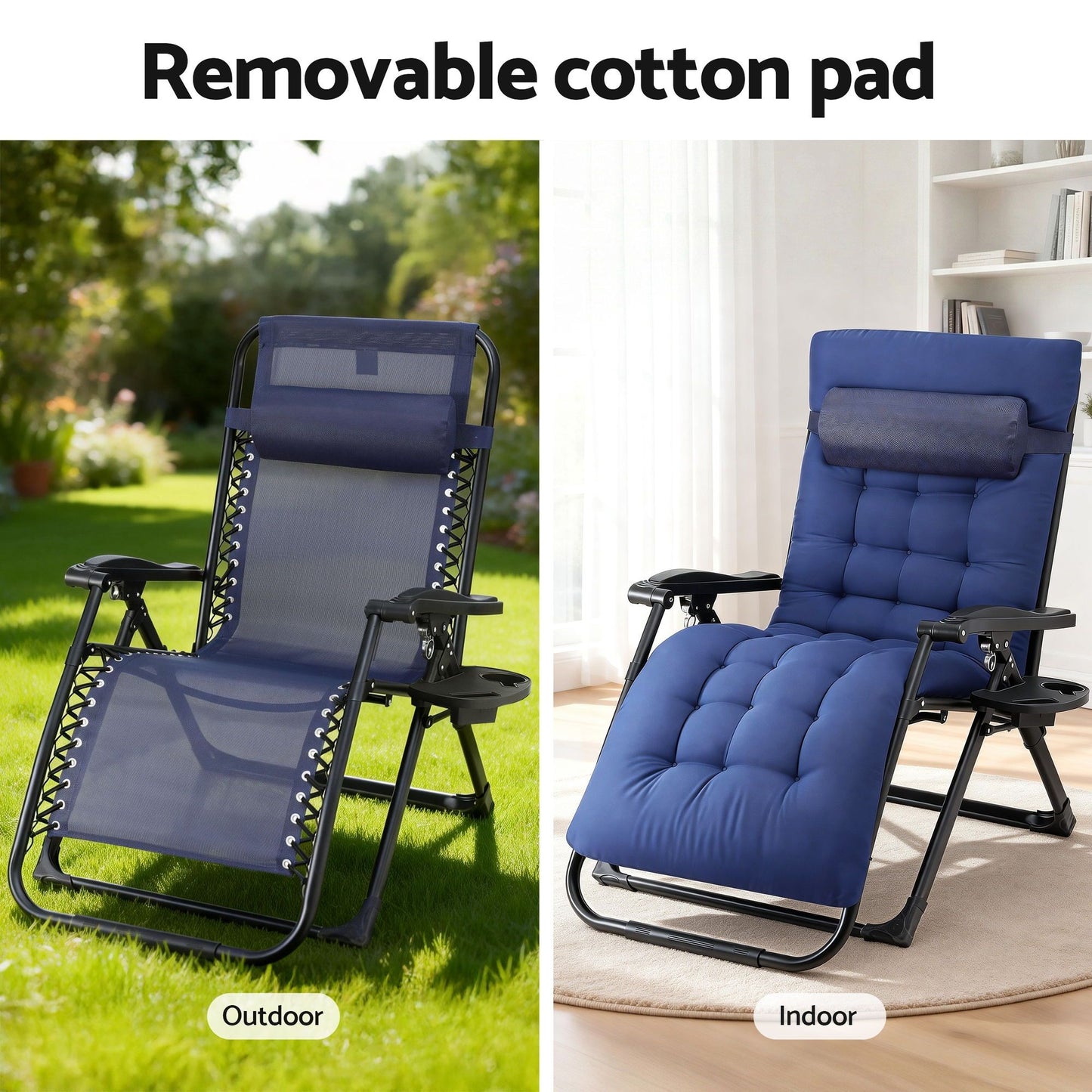 Corey Folding Lounger Camping Zero Gravity Chair Outdoor Furniture - XL Blue