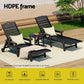 Nyelle Sun Lounge Beach Chair HDPE Patio Outdoor Furniture with Wheels - Black