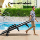 Nyelle Sun Lounge Beach Chair HDPE Patio Outdoor Furniture with Wheels - Black