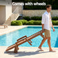 Nyelle Sun Lounge Beach Chair HDPE Patio Outdoor Furniture with Wheels - Brown