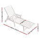 Nyelle Sun Lounge Beach Chair HDPE Patio Outdoor Furniture with Wheels - White