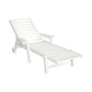 Nyelle Sun Lounge Beach Chair HDPE Patio Outdoor Furniture with Wheels - White