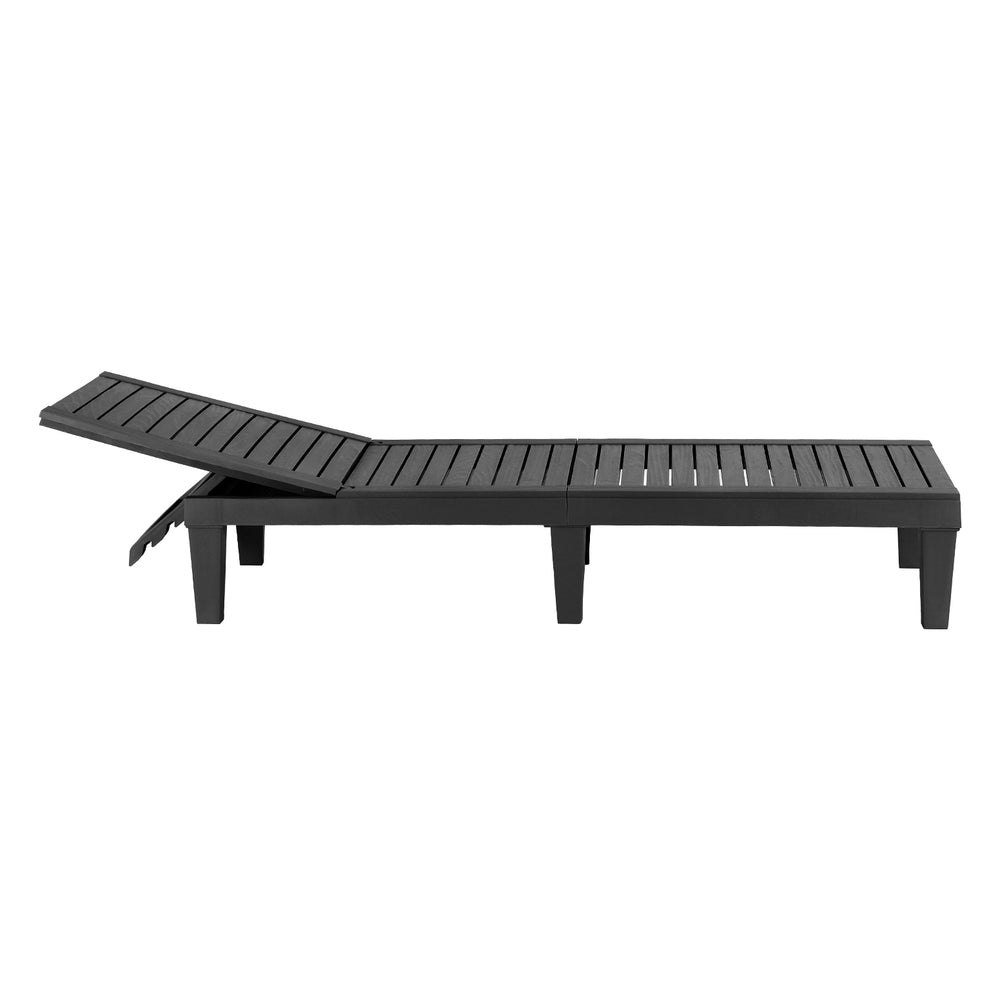 Jorah Sun Lounge Adjustable Recliner Patio Outdoor Furniture Lightweight - Black