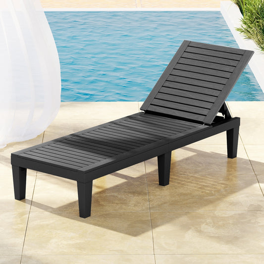 Jorah Sun Lounge Adjustable Recliner Patio Outdoor Furniture Lightweight - Black